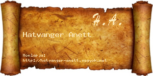 Hatvanger Anett névjegykártya